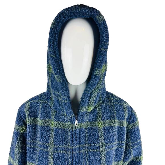 Chadwicks of Boston Womans Sz Medium Plaid Blue Jacket Stretch Lined Teddy - Picture 3 of 8